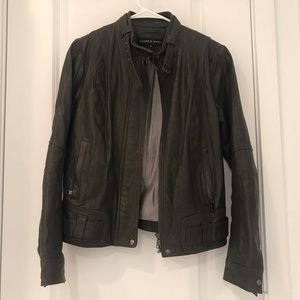 Andrew Marc dark gray leather jacket